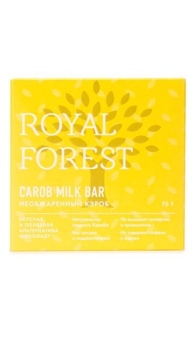 Плитка Carob milk bar Необжаренный кэроб "Royal Forest" 75г