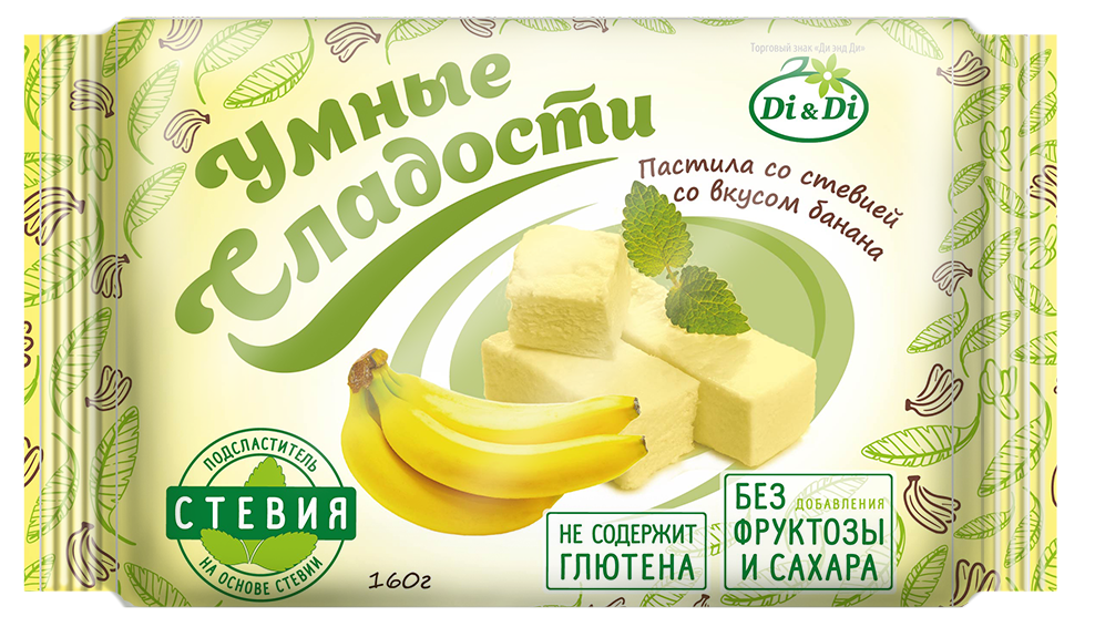 Пастила диетическая на стевии со вкусом Банана "Умные сладости" 160г