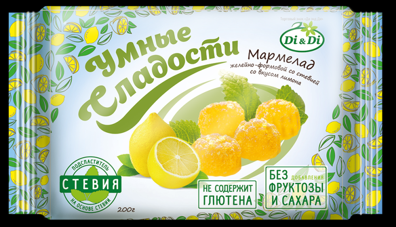 Мармелад со вкусом лимона желейно-формовой "Умные сладости" 200г от магазина Дары Алтая