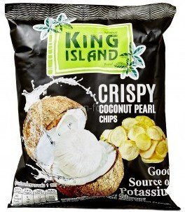 Кокосовые чипсы из сердцевины пророщенного кокоса  KING ISLAND COCONUT PEARL, 40г