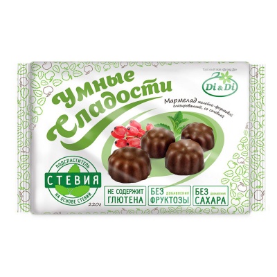 Мармелад диетический желейный в шоколадной глазури "Умные сладости" 220г