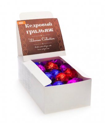 Кедровый грильяж "Шишковар" шоу-бокс Siberian Collection в натуральном шоколаде 600 гр