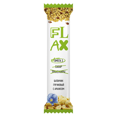 Батончик конфета «FLAX» гречневая с арахисом 20г*16шт
